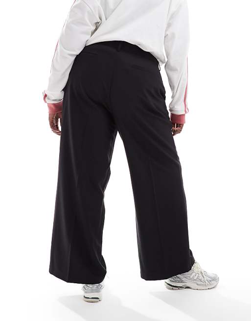 COLLUSION Plus Relaxed Wide Leg Tailored Trousers Co-ord In Black