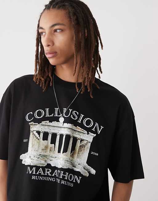 COLLUSION Printed Graphic Skater Fit T-shirt