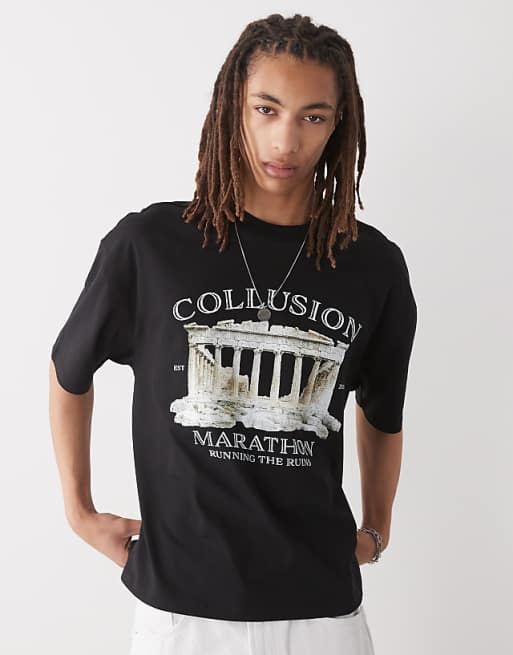 COLLUSION Printed Graphic Skater Fit T-shirt