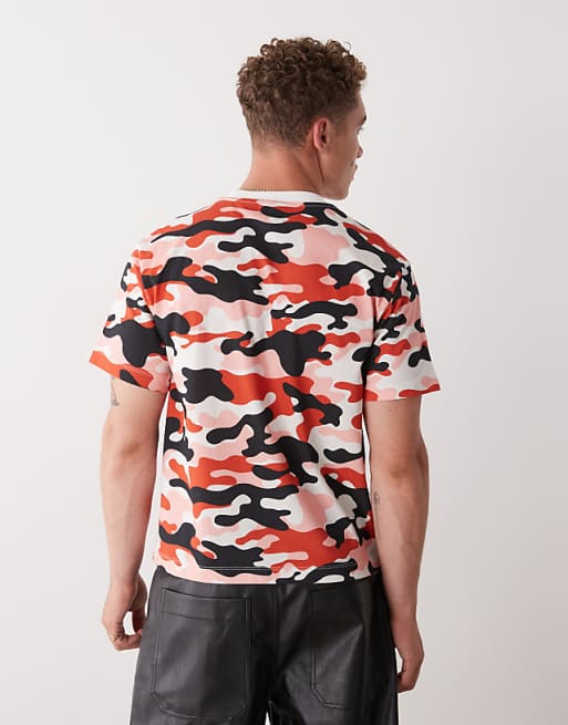 COLLUSION Red Camo Slim Fit T-shirt