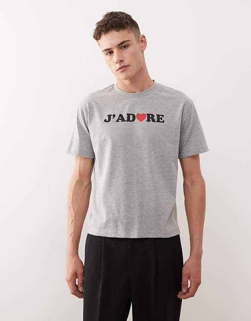 COLLUSION Slim graphic t-shirt in grey marl
