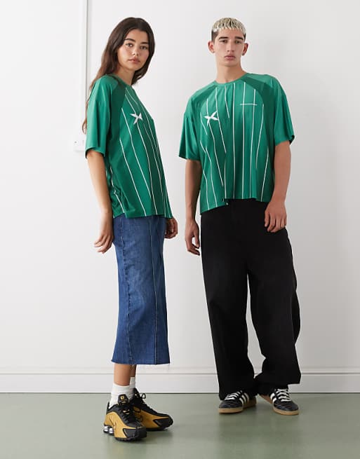 COLLUSION Unisex Football Top T-shirt In Green