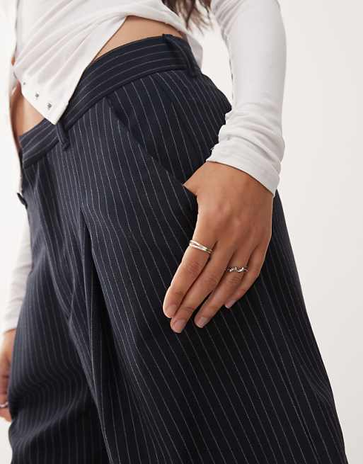 Collusion Unisex Tailored Jort In Pinstripe