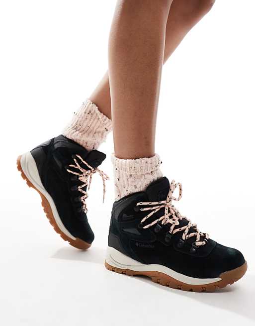 Columbia Newton Ridge Plus waterproof hiking boots in black and blush rose