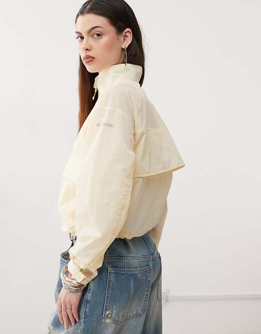 Columbia Paracutie Cropped Cargo Windbreaker In Buttermilk