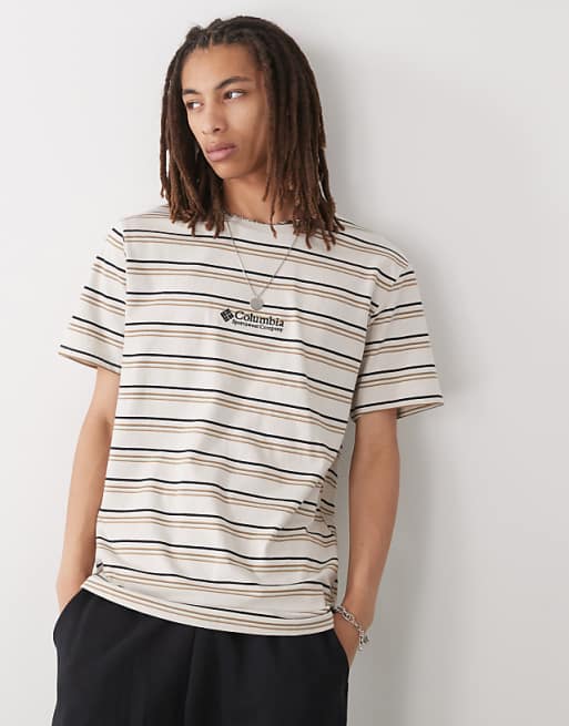 Columbia Somer Slope II striped t-shirt in brown