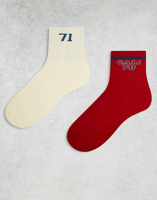 Cotton On 2 pack retro sporty crew sock