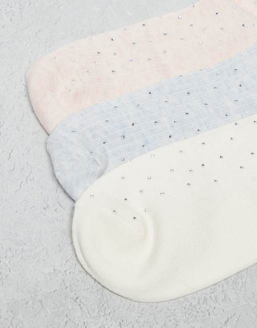 Cotton On 3 Pack Diamante Frill Ankle Sock In Multi