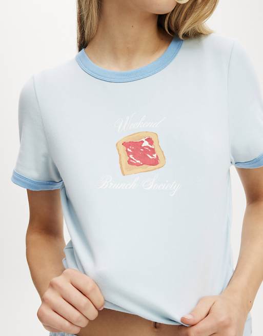 Cotton On Dreamy Soft Ringer Baby Tee In Blue - MBLUE