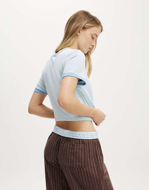Cotton On Dreamy Soft Ringer Baby Tee In Blue - MBLUE