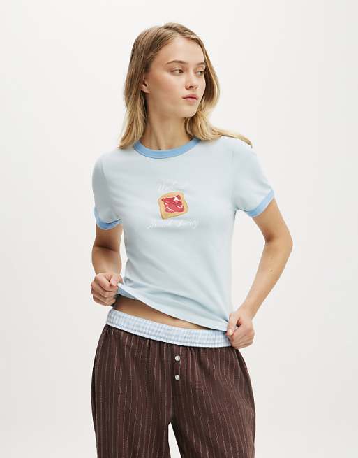 Cotton On Dreamy soft ringer baby tee in blue - MBLUE