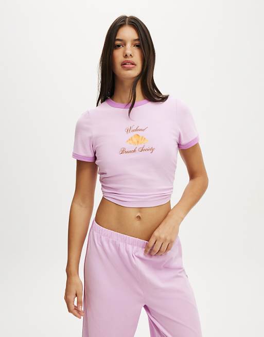 Cotton On Dreamy soft ringer baby tee in purple - PURPLE