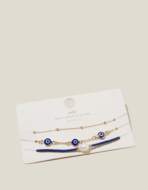 Cotton On Multipack beaded bracelet in gold