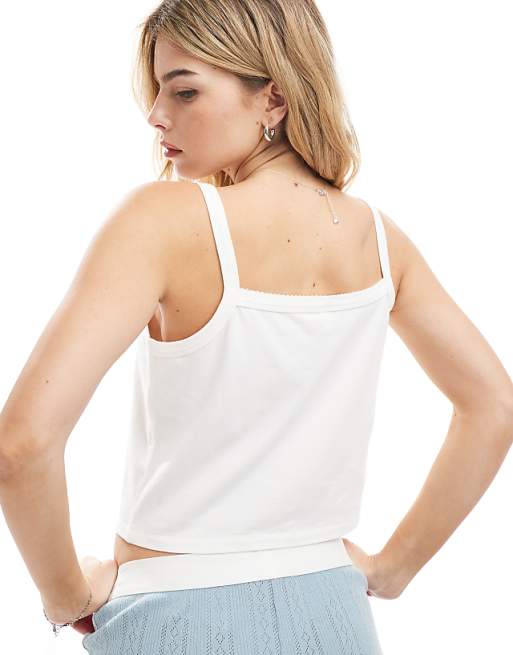 Cotton On Peached Jersey Button Up Cami In Coconut Milk