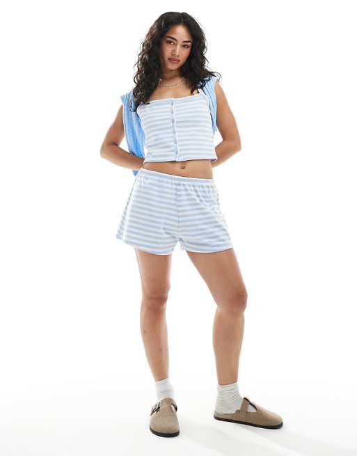 Cotton On Peached Jersey Button Up Cami In Windsurfer/claire Stripe
