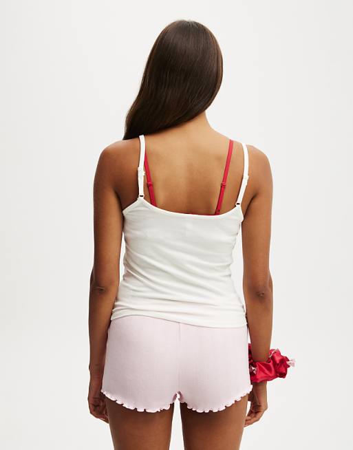 Cotton On Peached Jersey Longline Cami In Coconut Milk/grandma Bear