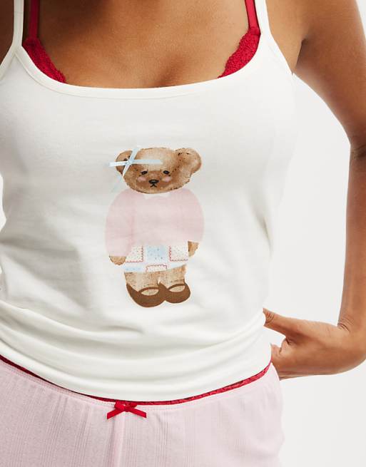 Cotton On Peached Jersey Longline Cami In Coconut Milk/grandma Bear