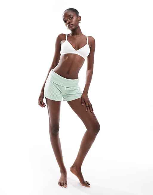 Cotton On Peached Jersey Roll Waist Short In Green