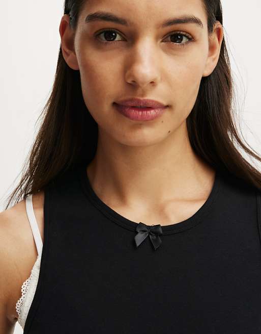 Cotton On Peached Jersey Ruched Tank In Black