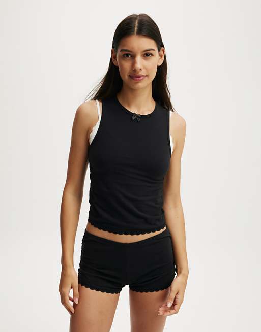 Cotton On Peached jersey ruched tank in black