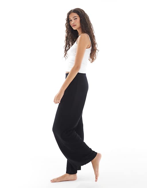 Cotton On Sleep Recovery Asia Fit Wide Leg Trouser In Black