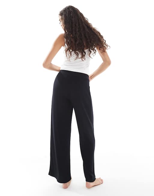 Cotton On Sleep Recovery Asia Fit Wide Leg Trouser In Black