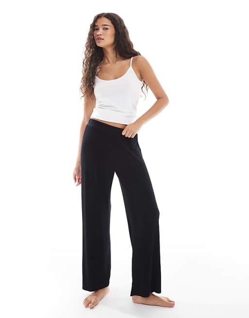 Cotton On sleep recovery asia fit wide leg trouser in black