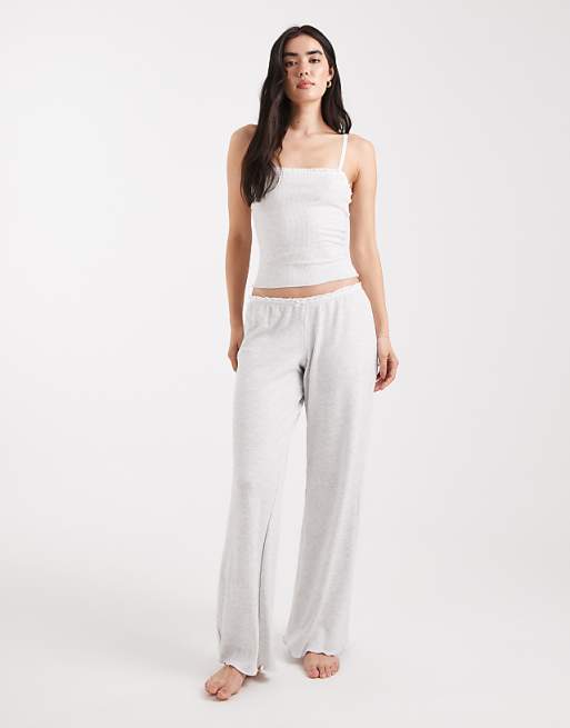 Cotton On Sleep Waffle Square Neck Cami Top In Light Grey Marle Co-ord