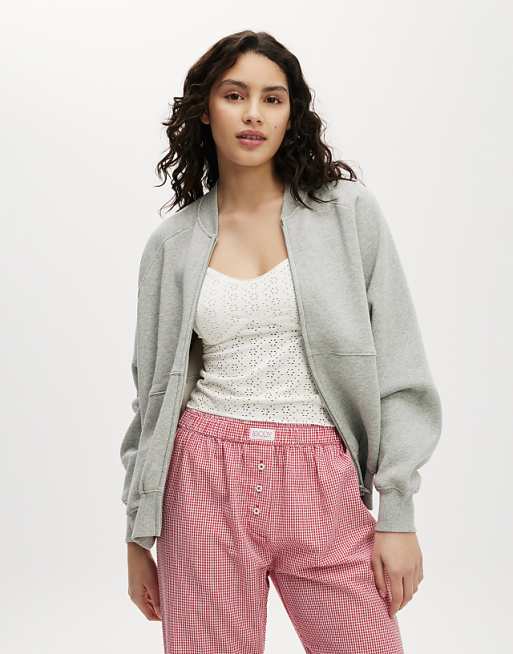 Cotton On Zip through fleece bomber in grey