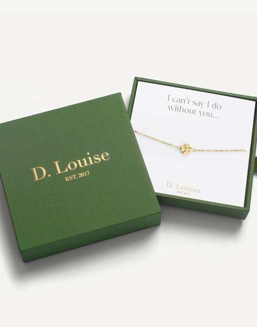 D.LOUISE Bridesmaid Waterproof Lucky Clover Bracelet In Gold