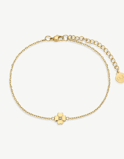 D.LOUISE Bridesmaid waterproof lucky clover bracelet in gold