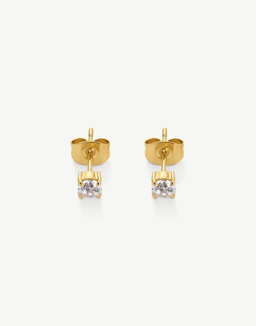 D.LOUISE Classic waterproof tennis studs 4mm in gold
