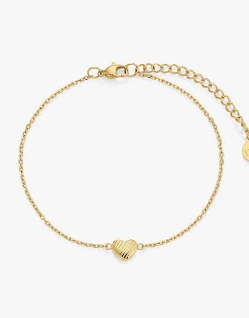 D.LOUISE Dainty waterproof heart bracelet in gold