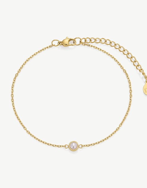 D.LOUISE Dainty waterproof pearl bracelet in gold