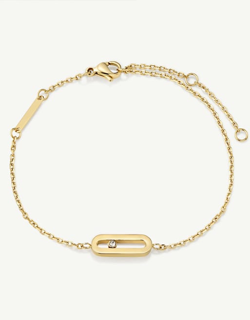 D. LOUISE Elipse bracelet with stone in gold