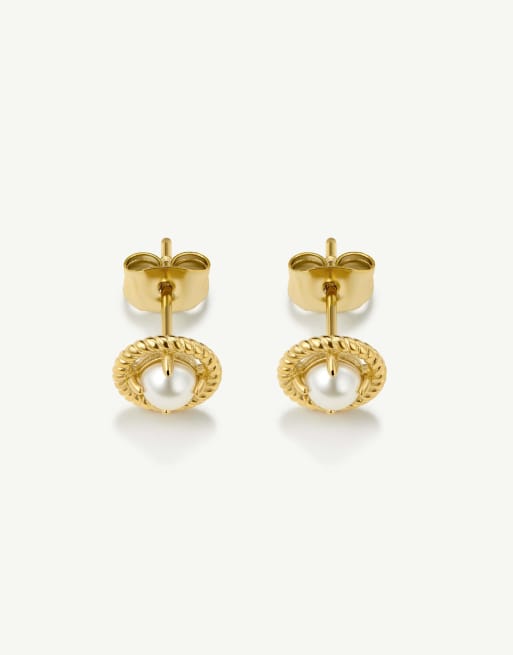 D. LOUISE Vintage Pearl Mini Studs In Gold