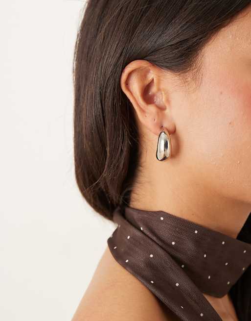 DesignB London 25mm teardrop hoop earrings in silver