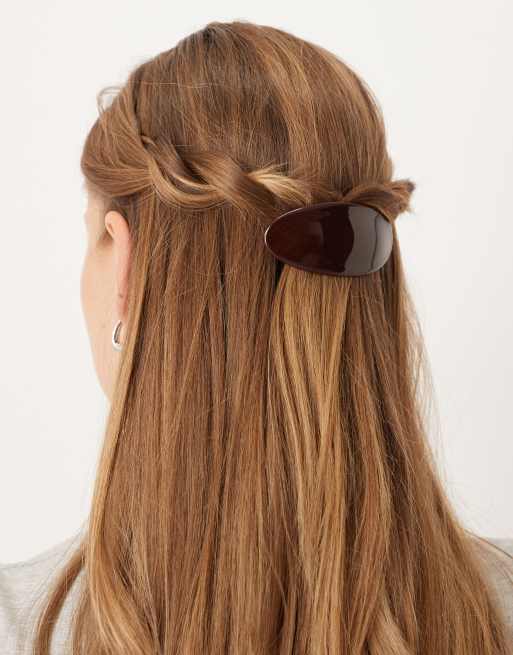 DesignB London Barette Hair Clip In Burgundy