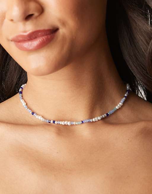 DesignB London beaded necklace in blue