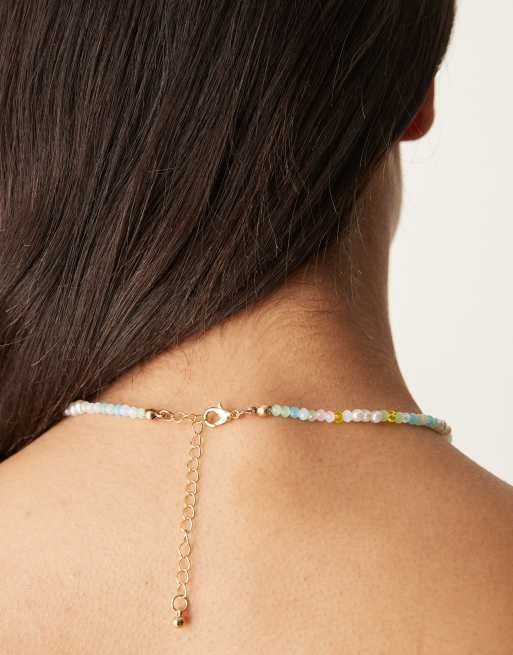 DesignB London Beaded Necklace In Butter Yellow