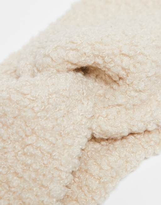 DesignB London Boucle Twist Headband In Cream