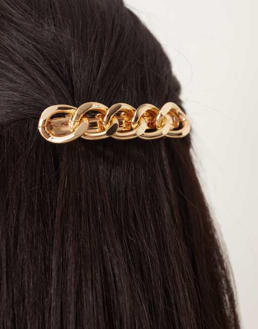 DesignB London Chain Barette Hair Clip In Gold