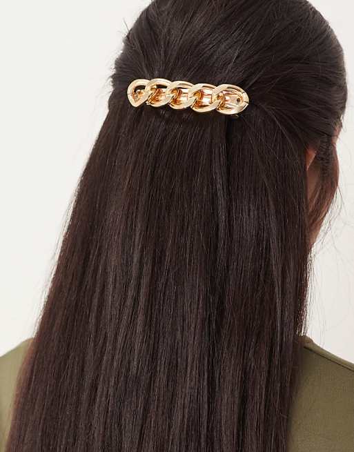 DesignB London chain barette hair clip in gold