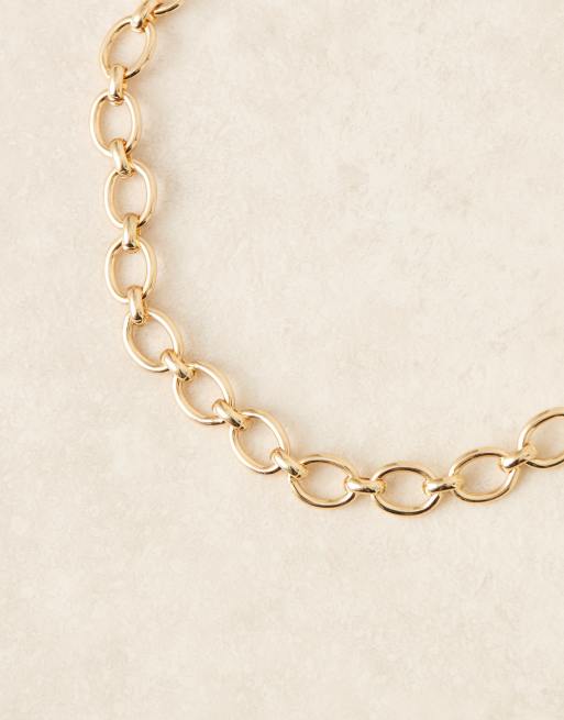 DesignB London Chunky Chain Necklace In Gold