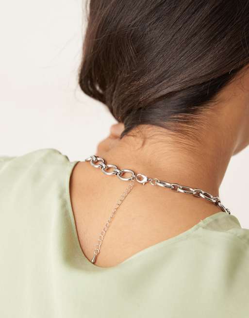 DesignB London Chunky Chain Necklace In Silver