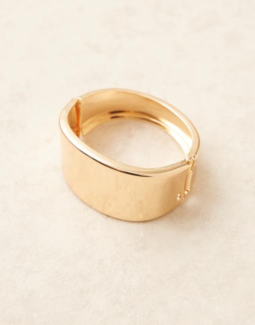 DesignB London Chunky Metal Bangle Bracelet In Gold
