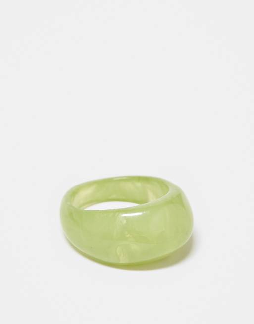 DesignB London chunky resin ring in light green