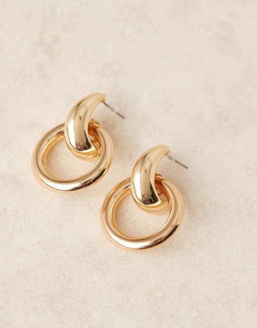 DesignB London Classic Doorknocker Earrings In Gold