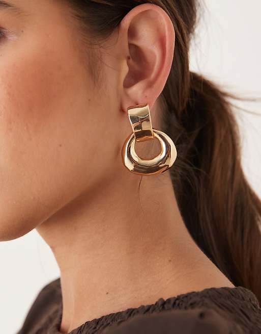 DesignB London doorknocker earrings in gold