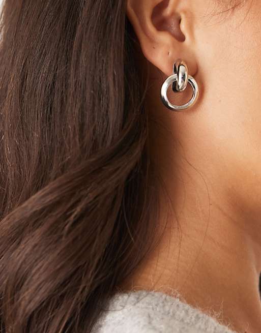 DesignB London doorknocker earrings in silver